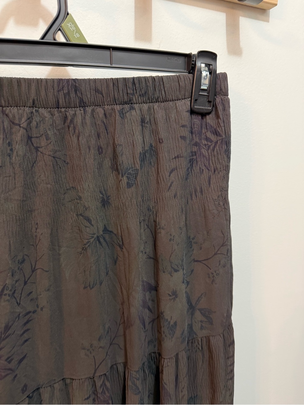 Women’s Floral Gray Tiered Maxi Skirt - Classic Boho Style - Picture 2 of 4